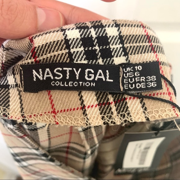 NastyGal Check A Line High Waisted Skirt - Picture 5 of 5